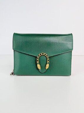 Gucci Dionysus Green Super Mini Leather Chain Crossbody Bag